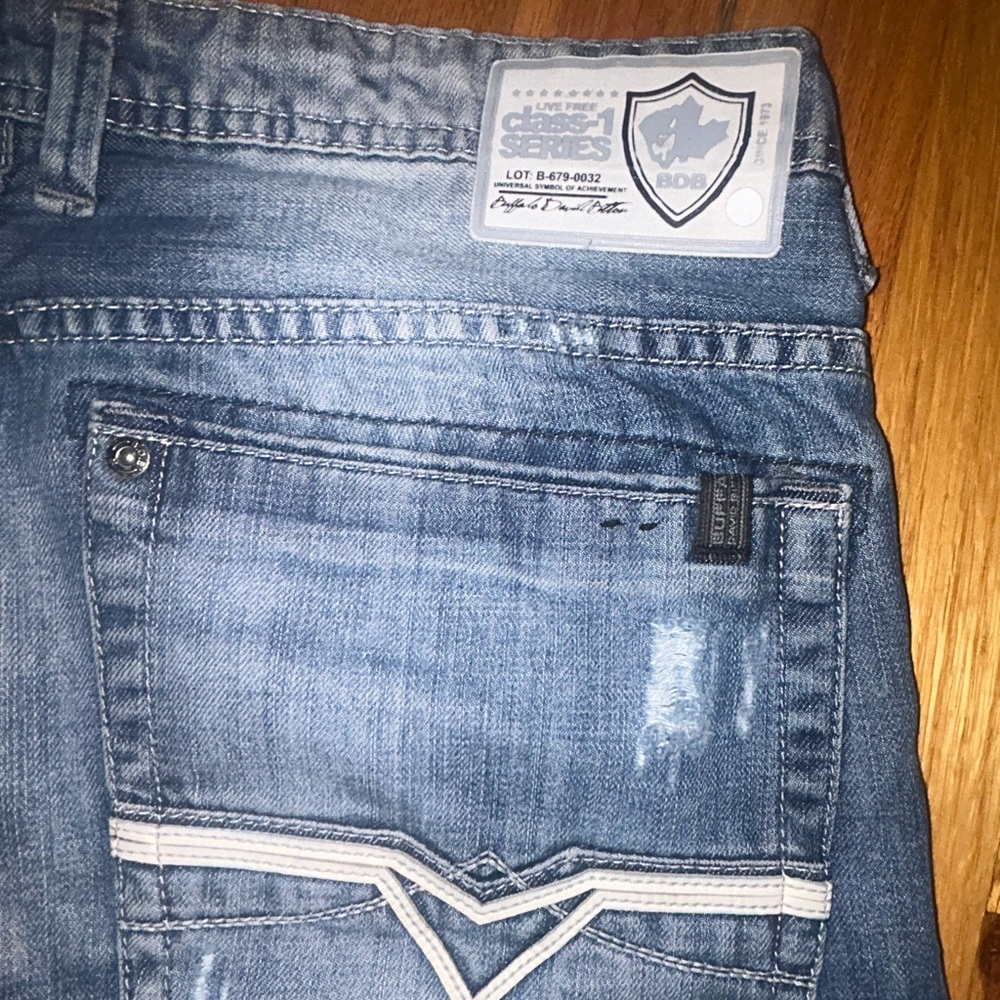 Men's Blue Distressed Jeans - Buffalo BDB class 1 WAIST 34 INSEAM 30
